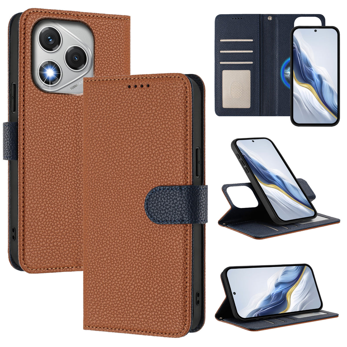 For Honor 400 Lite 5G Leather Case Detachable Wallet Magnetic Phone Cover with Hand Strap