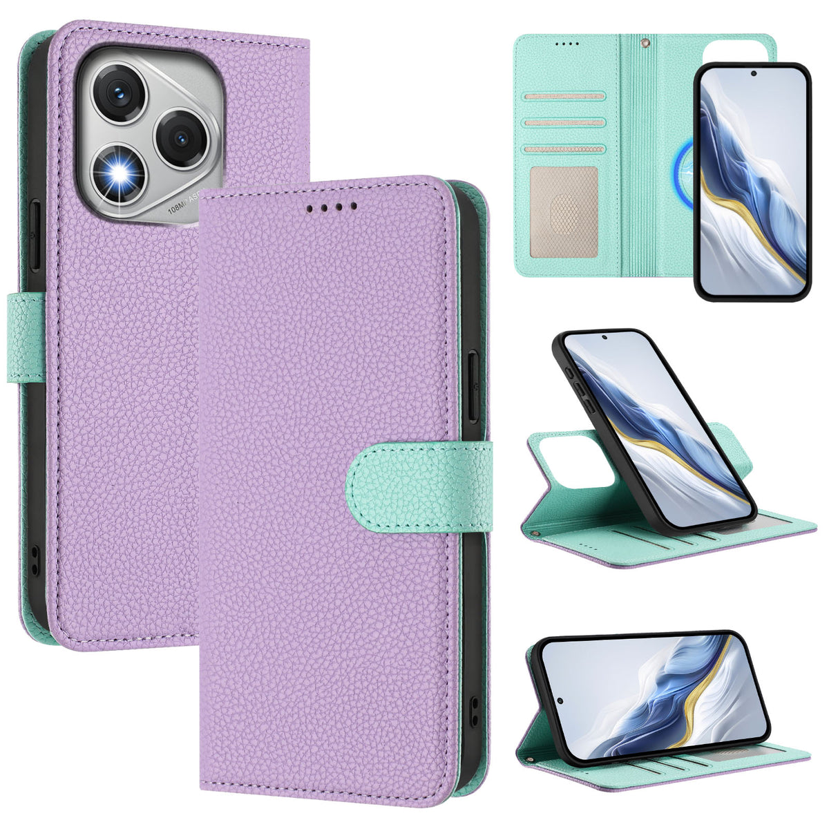 For Honor 400 Lite 5G Leather Case Detachable Wallet Magnetic Phone Cover with Hand Strap