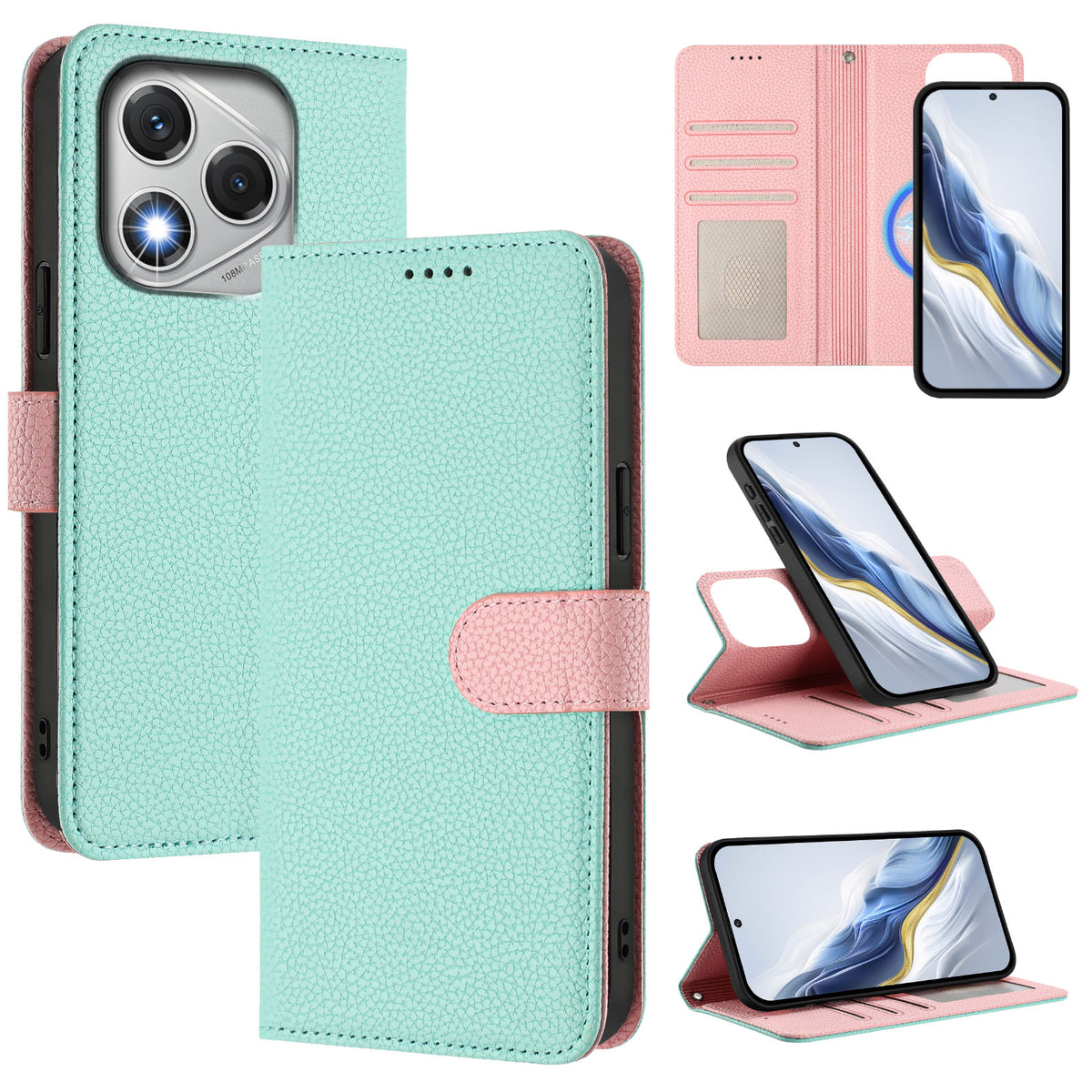 For Honor 400 Lite 5G Leather Case Detachable Wallet Magnetic Phone Cover with Hand Strap