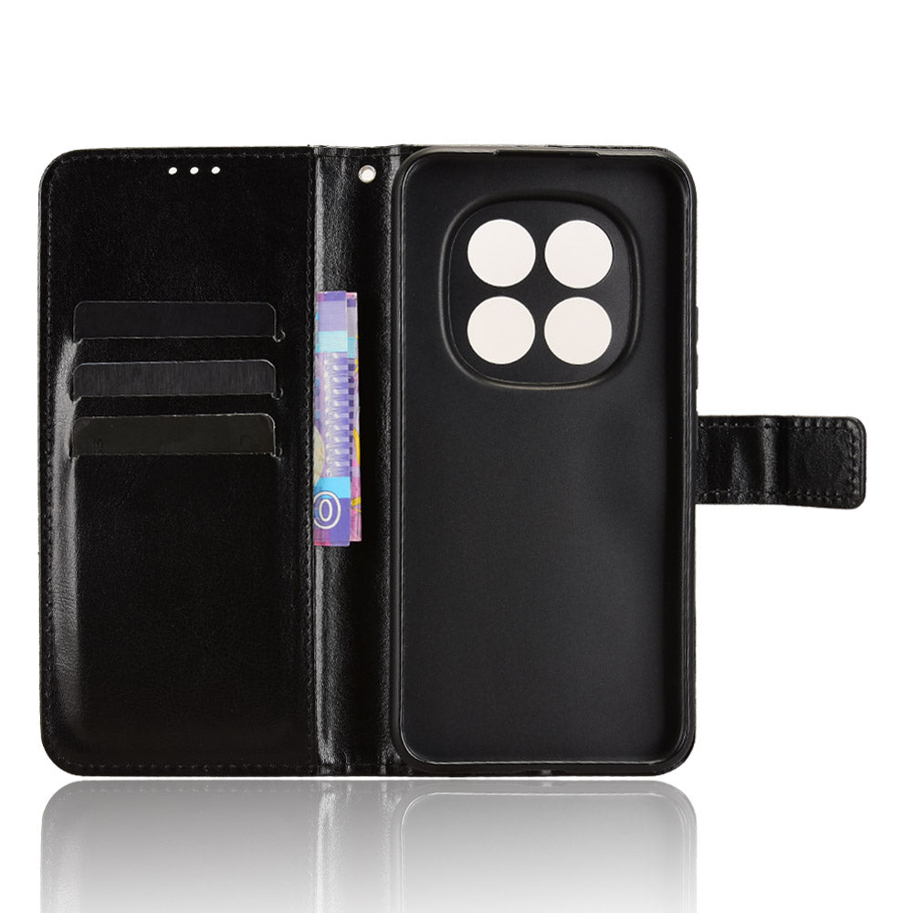 For Xiaomi Redmi Note 15 Pro 4G (Global) PU Leather Case with Strap Crazy Horse Texture Phone Wallet Cover
