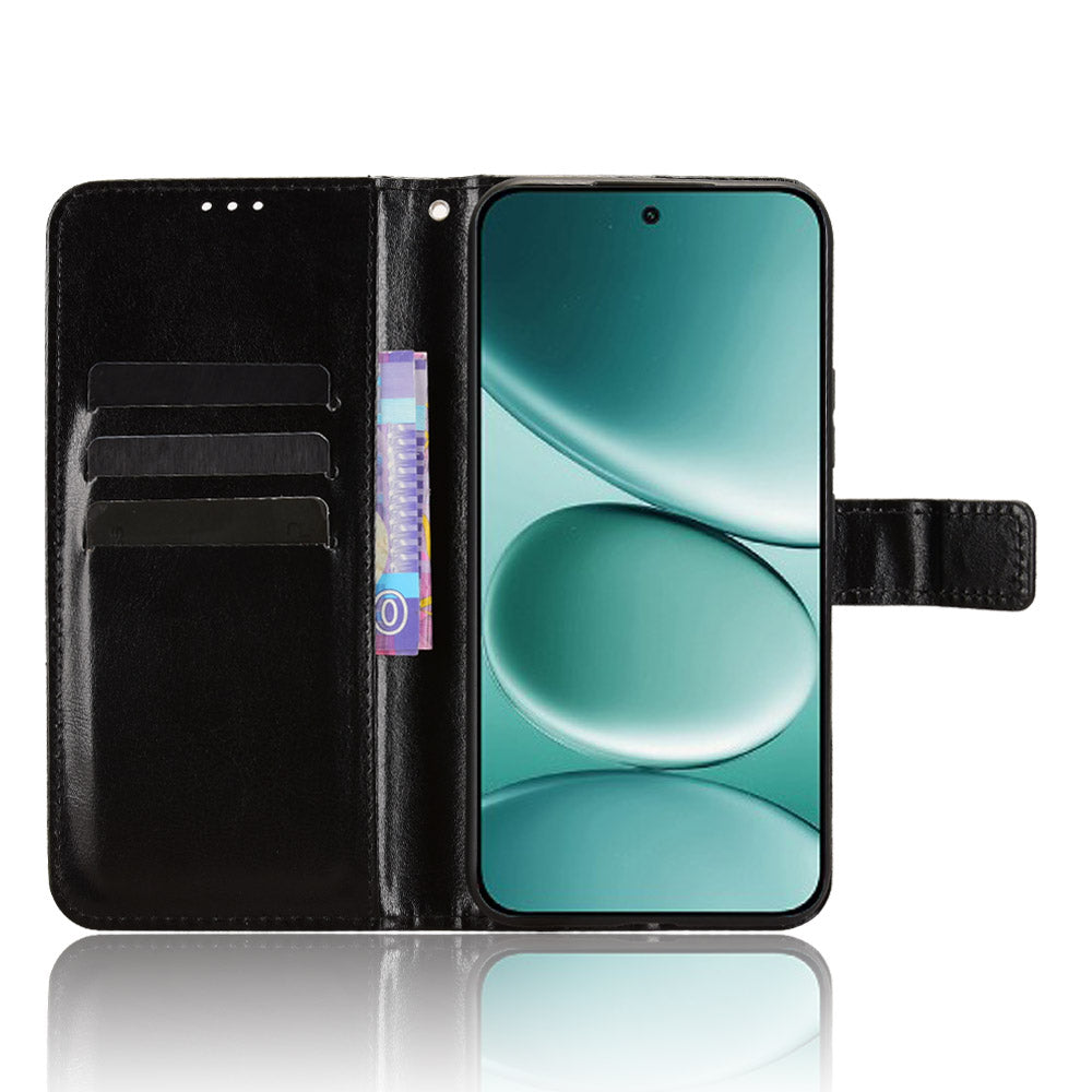 For Xiaomi Redmi Note 15 Pro 4G (Global) PU Leather Case with Strap Crazy Horse Texture Phone Wallet Cover