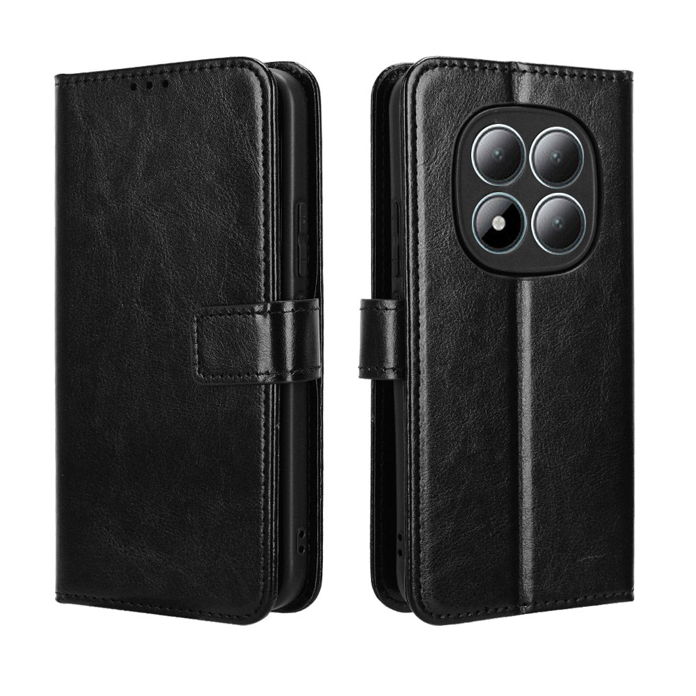 For Xiaomi Redmi Note 15 Pro 4G (Global) PU Leather Case with Strap Crazy Horse Texture Phone Wallet Cover