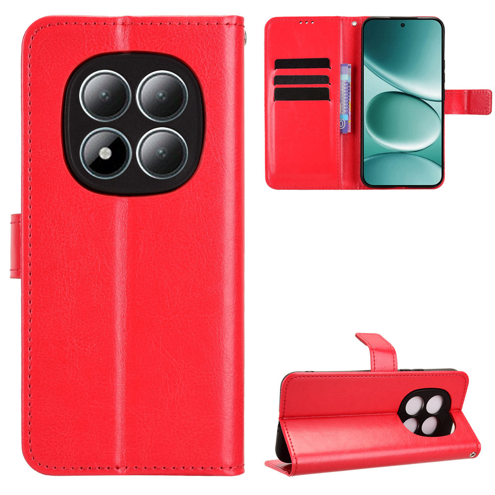 For Xiaomi Redmi Note 15 Pro 4G (Global) PU Leather Case with Strap Crazy Horse Texture Phone Wallet Cover