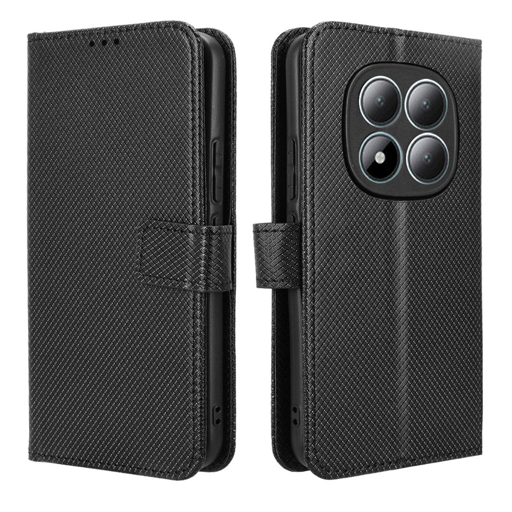 For Xiaomi Redmi Note 15 Pro 4G (Global) Leather Wallet Case with Strap Diamond Texture Phone Cover