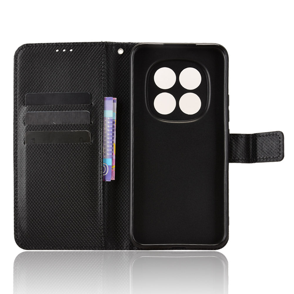For Xiaomi Redmi Note 15 Pro 4G (Global) Leather Wallet Case with Strap Diamond Texture Phone Cover