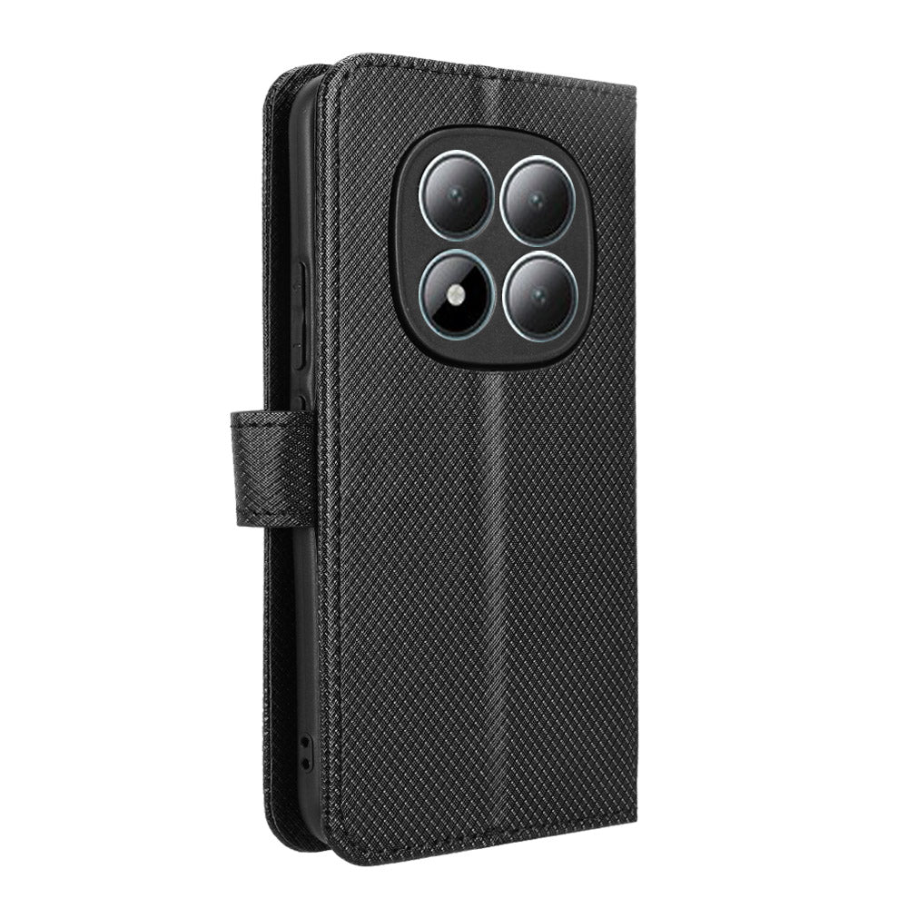 For Xiaomi Redmi Note 15 Pro 4G (Global) Leather Wallet Case with Strap Diamond Texture Phone Cover