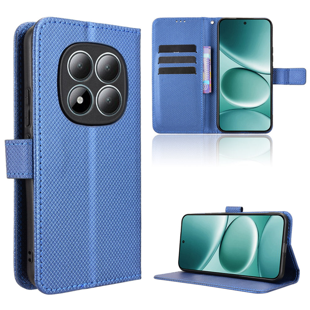 For Xiaomi Redmi Note 15 Pro 4G (Global) Leather Wallet Case with Strap Diamond Texture Phone Cover