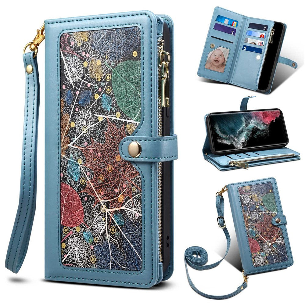 ESEBLE Shockproof Case for Samsung Galaxy S22 Ultra 5G Leather Folio Flip Cover RFID Blocking Wallet Phone Case with Stand