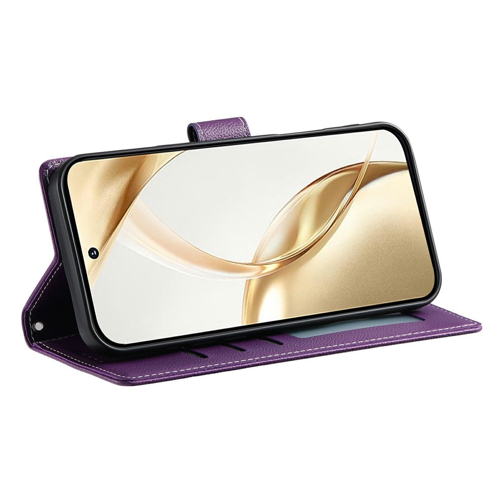 For Samsung Galaxy A57 5G Case Magnetic Snap Litchi Texture Leather Wallet Phone Cover with Wrist Strap