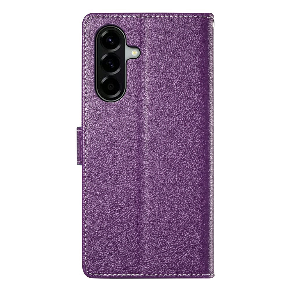 For Samsung Galaxy A57 5G Case Magnetic Snap Litchi Texture Leather Wallet Phone Cover with Wrist Strap