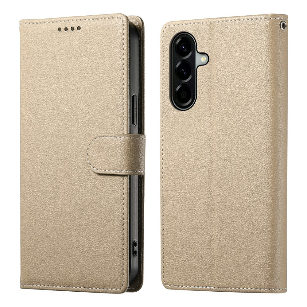 For Samsung Galaxy A57 5G Case Magnetic Snap Litchi Texture Leather Wallet Phone Cover with Wrist Strap