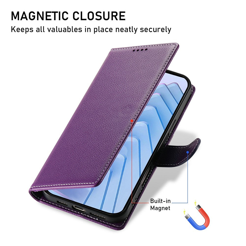 For Xiaomi Redmi Note 15 Pro 4G (Global) Case Magnetic Snap Litchi Texture Leather Wallet Phone Cover with Wrist Strap