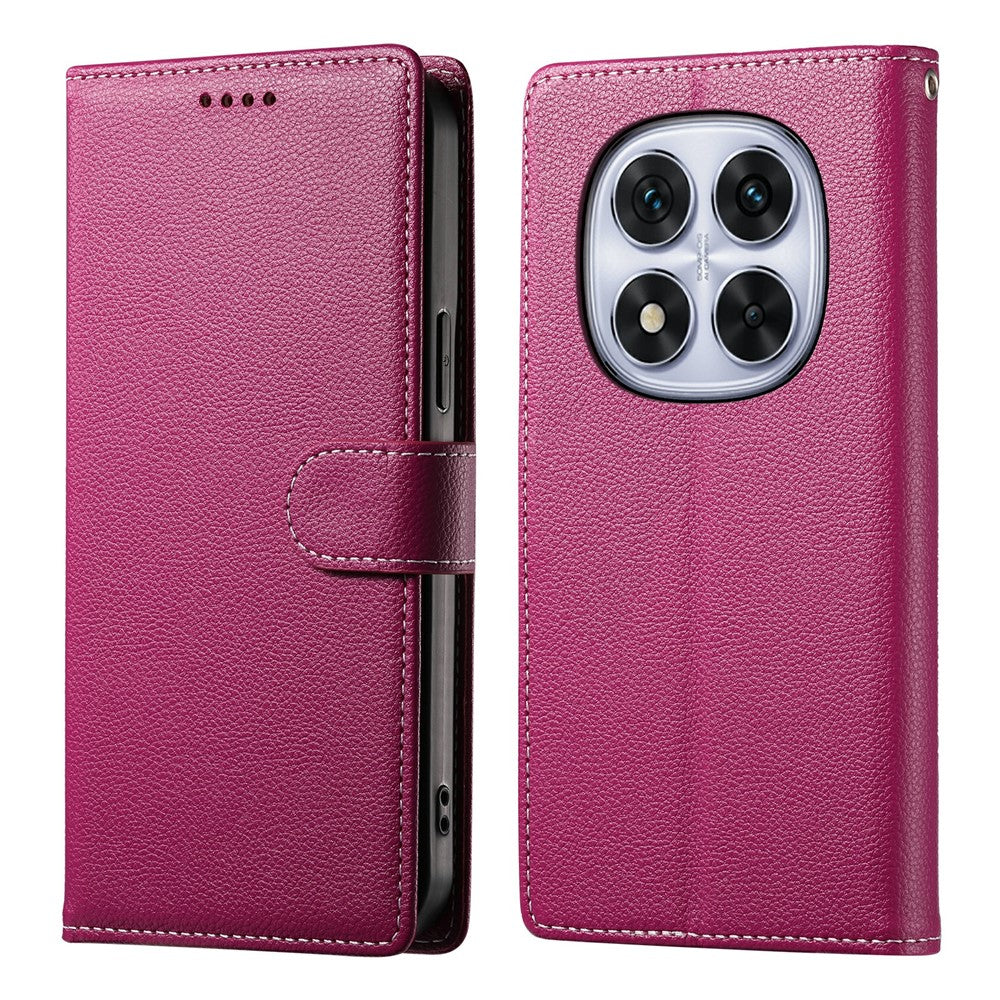 For Xiaomi Redmi Note 15 Pro 4G (Global) Case Magnetic Snap Litchi Texture Leather Wallet Phone Cover with Wrist Strap