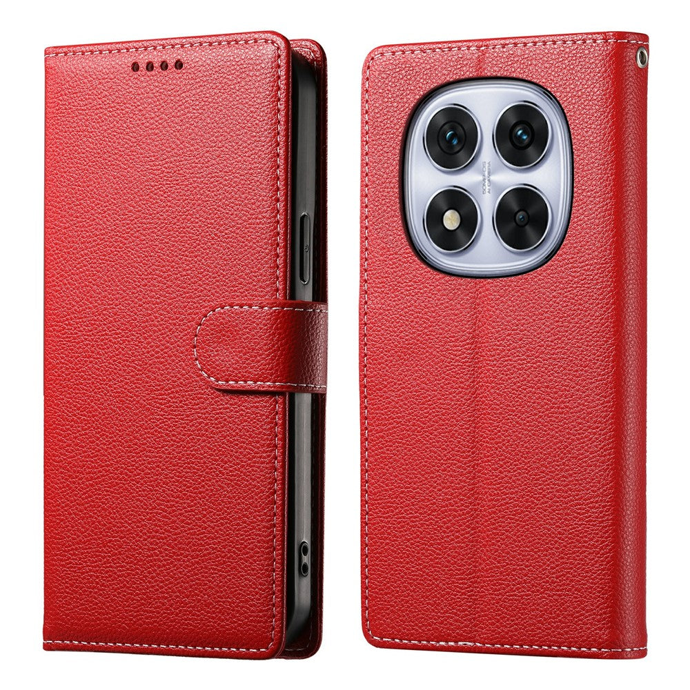 For Xiaomi Redmi Note 15 Pro 4G (Global) Case Magnetic Snap Litchi Texture Leather Wallet Phone Cover with Wrist Strap