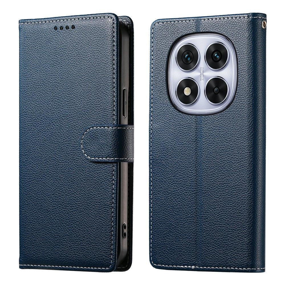 For Xiaomi Redmi Note 15 Pro 4G (Global) Case Magnetic Snap Litchi Texture Leather Wallet Phone Cover with Wrist Strap