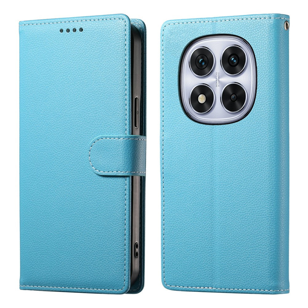 For Xiaomi Redmi Note 15 Pro 4G (Global) Case Magnetic Snap Litchi Texture Leather Wallet Phone Cover with Wrist Strap
