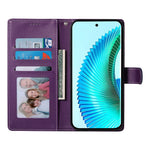 Leather Case for Honor Magic8 Lite 5G / X70 5G / X9d 5G Magnetic Snap Litchi Texture Wallet Phone Cover with Wrist Strap