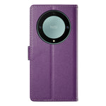 Leather Case for Honor Magic8 Lite 5G / X70 5G / X9d 5G Magnetic Snap Litchi Texture Wallet Phone Cover with Wrist Strap