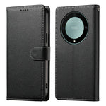 Leather Case for Honor Magic8 Lite 5G / X70 5G / X9d 5G Magnetic Snap Litchi Texture Wallet Phone Cover with Wrist Strap