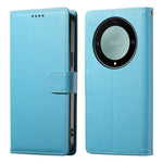 Leather Case for Honor Magic8 Lite 5G / X70 5G / X9d 5G Magnetic Snap Litchi Texture Wallet Phone Cover with Wrist Strap