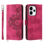 For Oppo Reno15 Pro Max 5G (Global) / Reno15 Pro 5G (China) Case Flower Pattern PU Leather Wallet Phone Cover with Strap