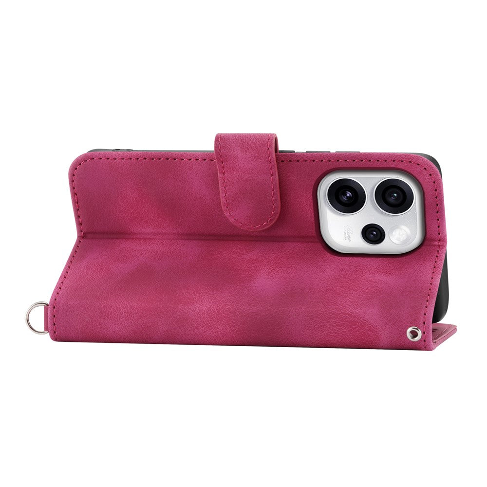 For Oppo Reno15 Pro Max 5G (Global) / Reno15 Pro 5G (China) Case Flower Pattern PU Leather Wallet Phone Cover with Strap