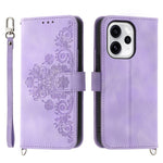 For Oppo Reno15 Pro Max 5G (Global) / Reno15 Pro 5G (China) Case Flower Pattern PU Leather Wallet Phone Cover with Strap
