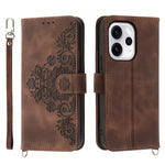 For Oppo Reno15 Pro Max 5G (Global) / Reno15 Pro 5G (China) Case Flower Pattern PU Leather Wallet Phone Cover with Strap