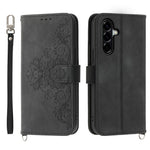 Til Samsung Galaxy A57 5G Etui Blomstermønster PU Læder Pung Telefoncover med Rem