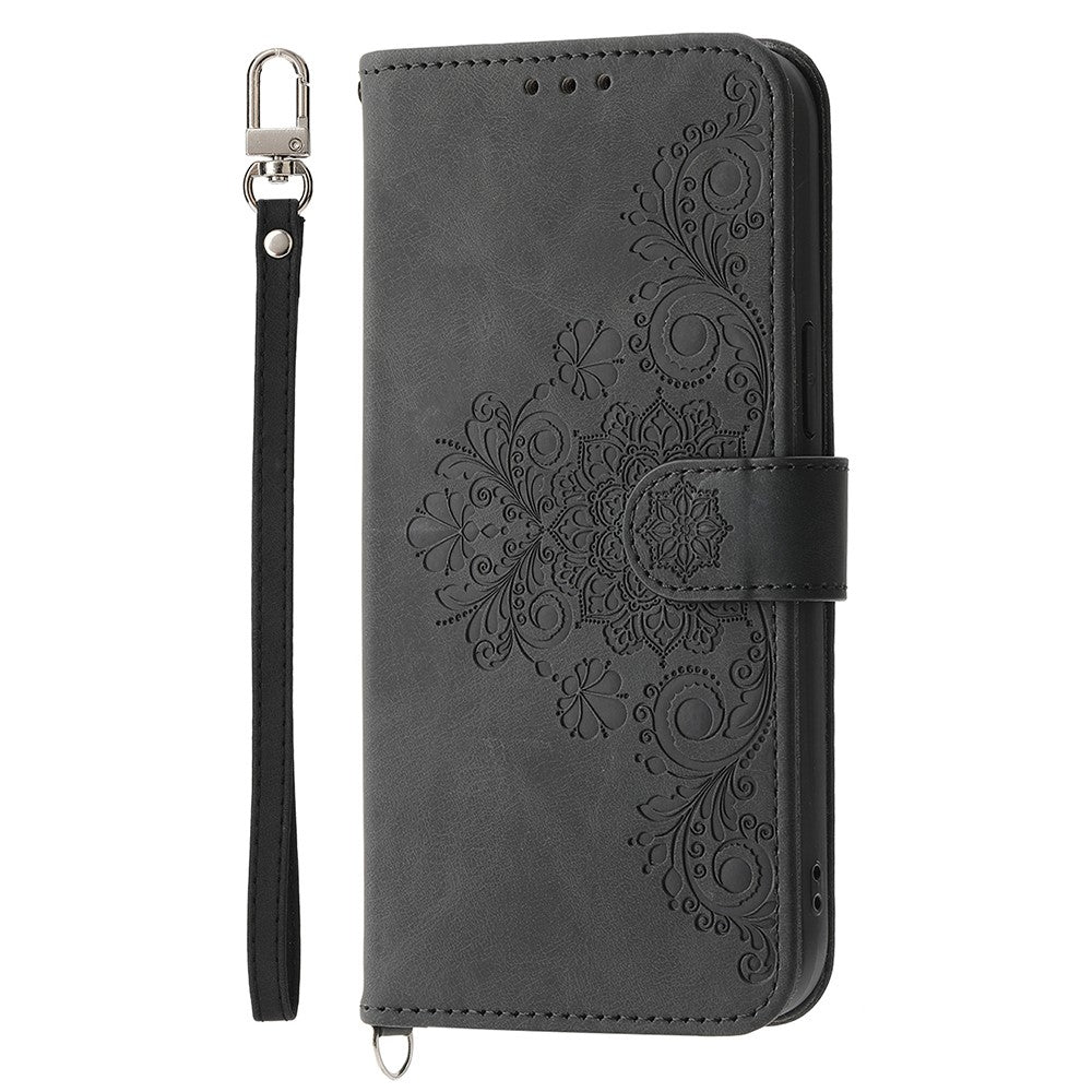 Til Samsung Galaxy A57 5G Etui Blomstermønster PU Læder Pung Telefoncover med Rem