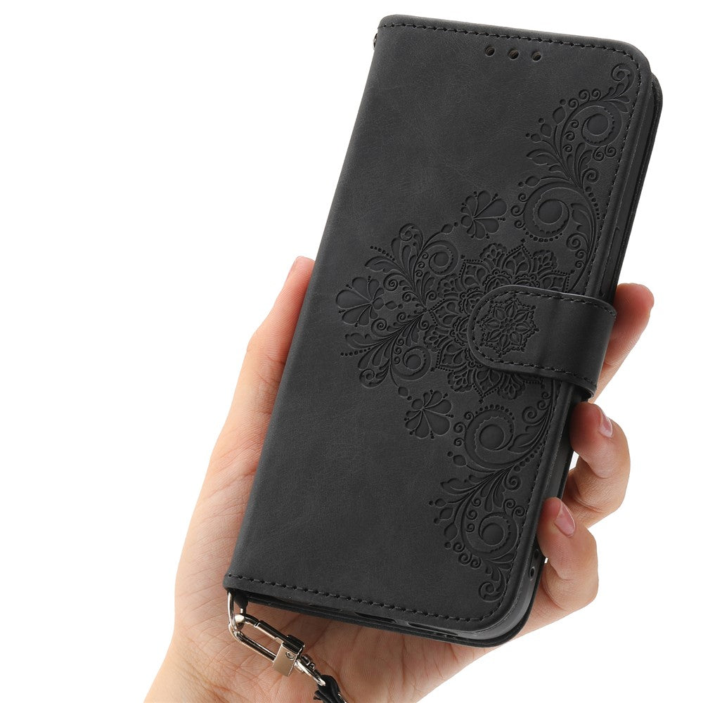 Til Samsung Galaxy A57 5G Etui Blomstermønster PU Læder Pung Telefoncover med Rem