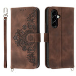 Til Samsung Galaxy A57 5G Etui Blomstermønster PU Læder Pung Telefoncover med Rem