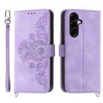 Til Samsung Galaxy A57 5G Etui Blomstermønster PU Læder Pung Telefoncover med Rem