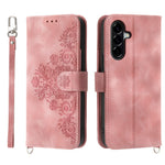 Til Samsung Galaxy A57 5G Etui Blomstermønster PU Læder Pung Telefoncover med Rem