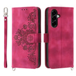 Til Samsung Galaxy A57 5G Etui Blomstermønster PU Læder Pung Telefoncover med Rem