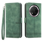DIERFENG DF-03 Leather Case For Honor Magic8 Lite 5G  /  X70 5G  /  X9d 5G Lines Imprint Wallet Phone Cover with Wrist Strap