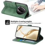 DIERFENG DF-03 Leather Case For Honor Magic8 Lite 5G  /  X70 5G  /  X9d 5G Lines Imprint Wallet Phone Cover with Wrist Strap