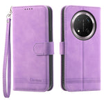DIERFENG DF-03 Leather Case For Honor Magic8 Lite 5G  /  X70 5G  /  X9d 5G Lines Imprint Wallet Phone Cover with Wrist Strap