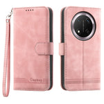 DIERFENG DF-03 Leather Case For Honor Magic8 Lite 5G  /  X70 5G  /  X9d 5G Lines Imprint Wallet Phone Cover with Wrist Strap