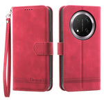 DIERFENG DF-03 Leather Case For Honor Magic8 Lite 5G  /  X70 5G  /  X9d 5G Lines Imprint Wallet Phone Cover with Wrist Strap
