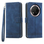 DIERFENG DF-03 Leather Case For Honor Magic8 Lite 5G  /  X70 5G  /  X9d 5G Lines Imprint Wallet Phone Cover with Wrist Strap