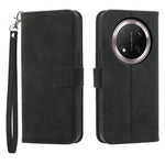 DIERFENG DF-03 Leather Case For Honor Magic8 Lite 5G  /  X70 5G  /  X9d 5G Lines Imprint Wallet Phone Cover with Wrist Strap