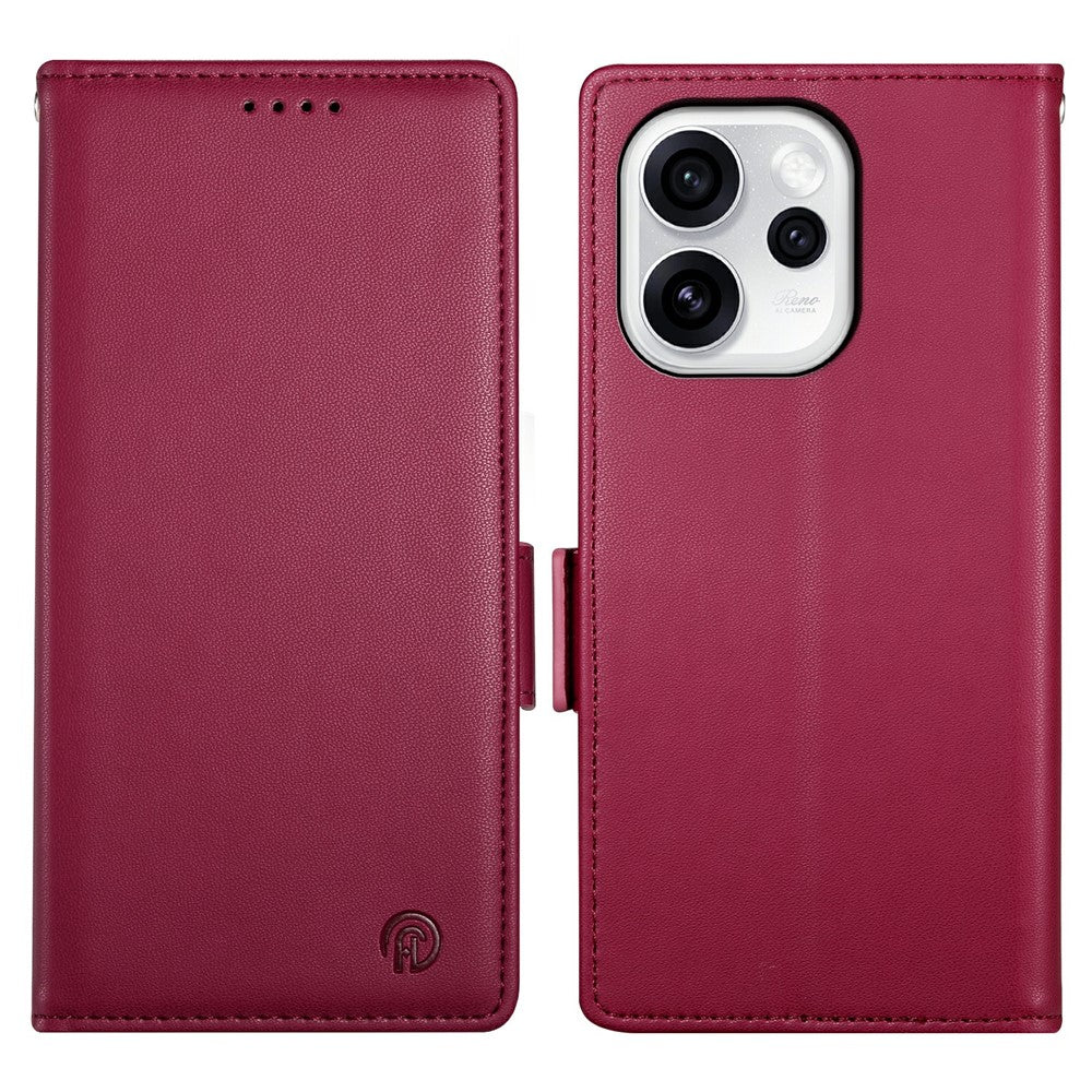 Oppo Reno15 Pro Max 5G (Global) / Reno15 Pro 5G (Kina) mobilstativetui i PU-læder og tegnebogsetui