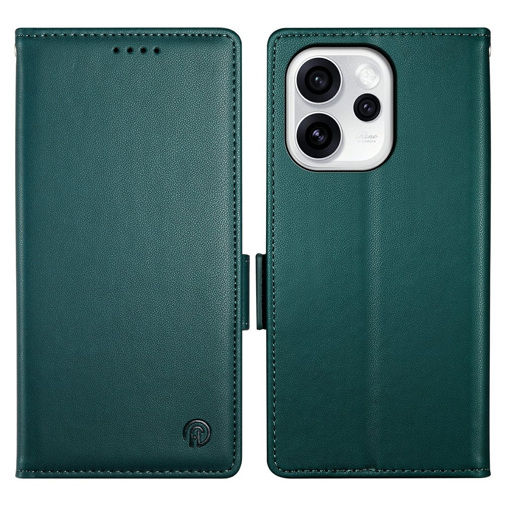 Oppo Reno15 Pro Max 5G (Global) / Reno15 Pro 5G (Kina) mobilstativetui i PU-læder og tegnebogsetui