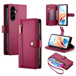 For Samsung Galaxy A57 5G Case Zipper Pocket Wallet Leather Phone Cover with Straps