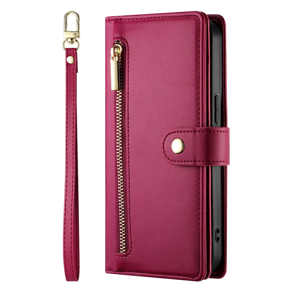 For Samsung Galaxy A57 5G Case Zipper Pocket Wallet Leather Phone Cover with Straps