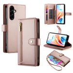 For Samsung Galaxy A57 5G Case Zipper Pocket Wallet Leather Phone Cover with Straps