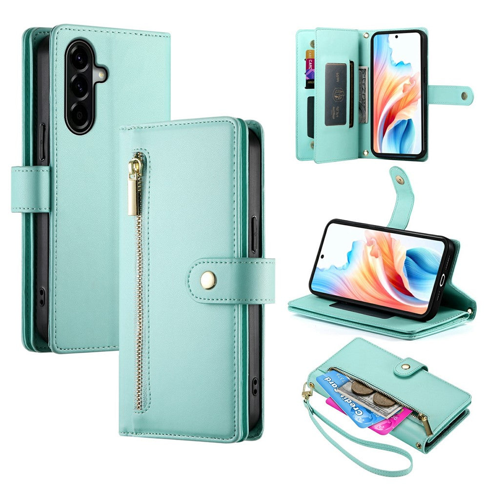 For Samsung Galaxy A57 5G Case Zipper Pocket Wallet Leather Phone Cover with Straps