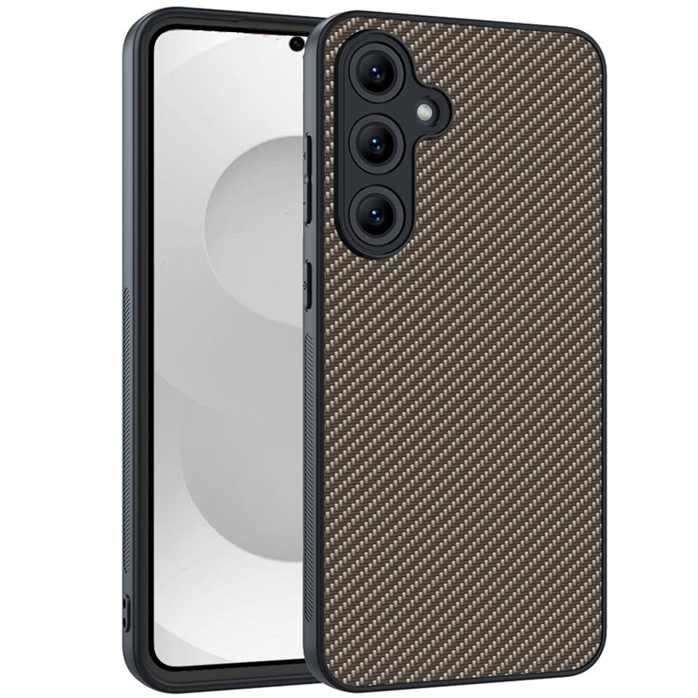 Samsung Galaxy S26-skal i läder + PC-hårt mobilskal i kolfiberstruktur