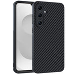 Samsung Galaxy S26-skal i läder + PC-hårt mobilskal i kolfiberstruktur
